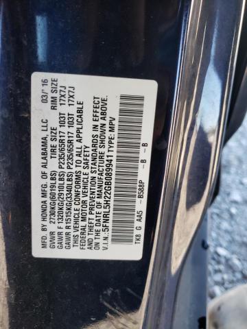 5FNRL5H22GB089941 - 2016 HONDA ODYSSEY LX BLUE photo 10