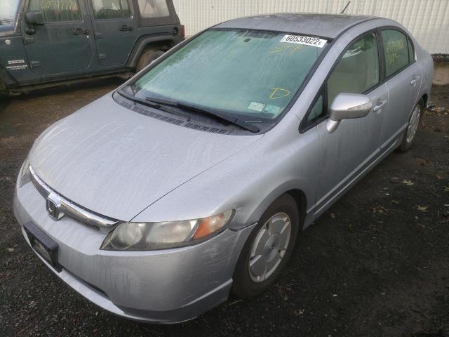 JHMFA36287S012122 - 2007 HONDA CIVIC HYBR SILVER photo 2