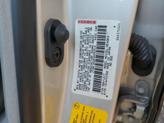 JTHBF30G930093514 - 2003 LEXUS ES 300 SILVER photo 10