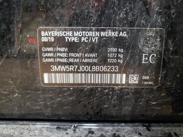 3MW5R7J00L8B06233 - 2020 BMW 330XI BLACK photo 10