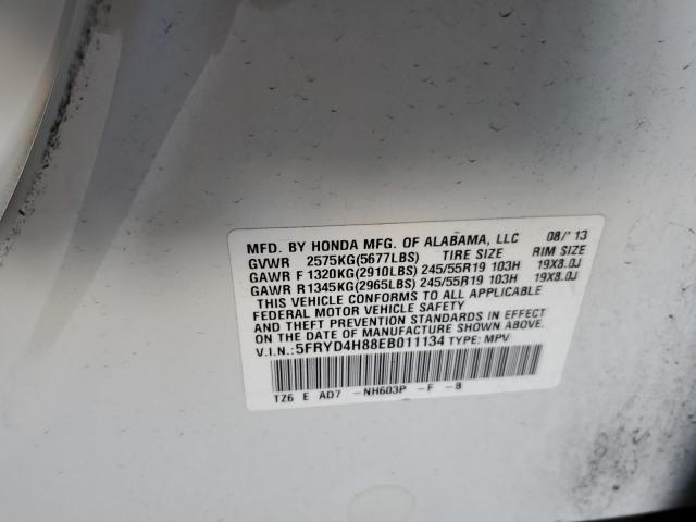 5FRYD4H88EB011134 - 2014 ACURA MDX ADVANC WHITE photo 10
