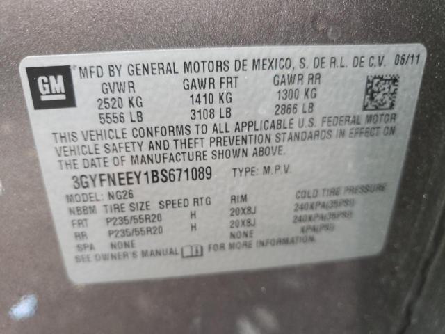 3GYFNEEY1BS671089 - 2011 CADILLAC SRX PERFOR 米色 照片 10