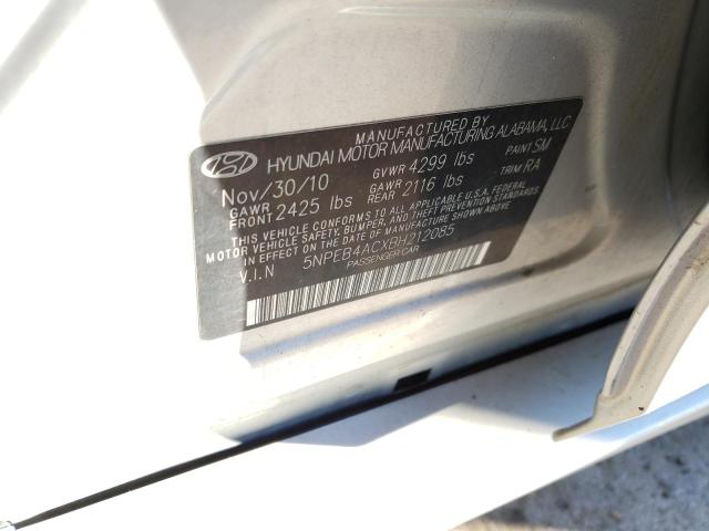 5NPEB4ACXBH212085 - 2011 HYUNDAI SONATA GLS SILVER photo 10