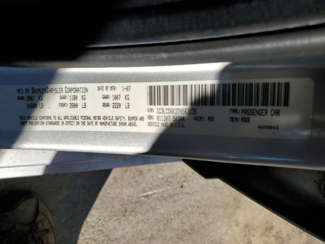 1C3LC56K37N563135 - 2007 CHRYSLER SEBRING SILVER photo 10