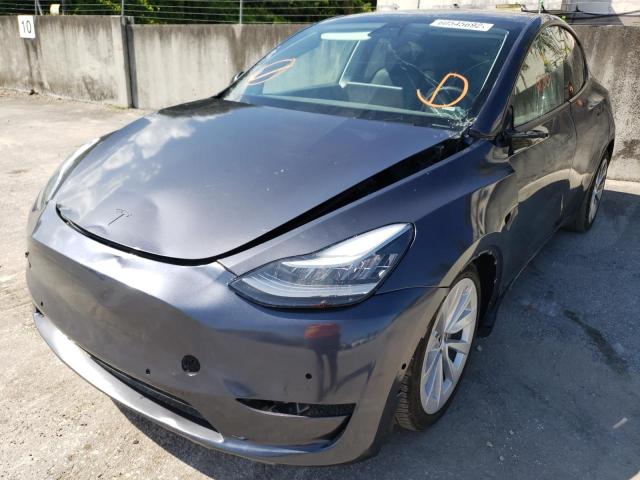 5YJYGDED2MF113926 - 2021 TESLA MODEL Y Серый фото 2