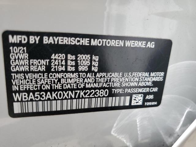 WBA53AK0XN7K22380 - 2022 BMW 228I WHITE photo 10