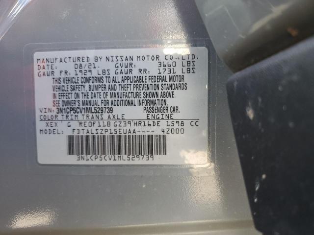 3N1CP5CV1ML529739 - 2021 NISSAN KICKS SV GRAY photo 10