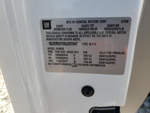 5GZER23708J307947 - 2008 SATURN OUTLOOK XR WHITE photo 10