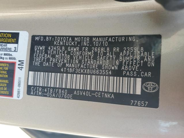 4T1BF3EKXBU663554 - 2011 TOYOTA CAMRY BASE  photo 10