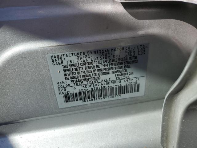 3N1AB8CV6MY305599 - 2021 NISSAN SENTRA SV SILVER photo 10