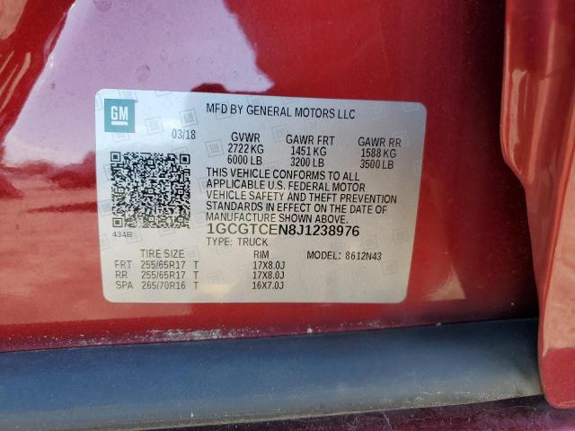 1GCGTCEN8J1238976 - 2018 CHEVROLET COLORADO L BURGUNDY photo 10