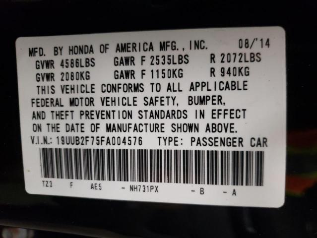 19UUB2F75FA004576 - 2015 ACURA TLX ADVANC BLACK photo 10