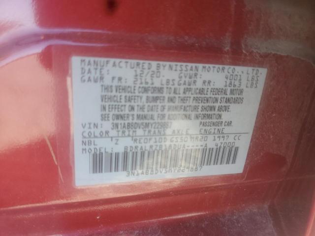 3N1AB8DV5MY229887 - 2021 NISSAN SENTRA SR RED photo 10