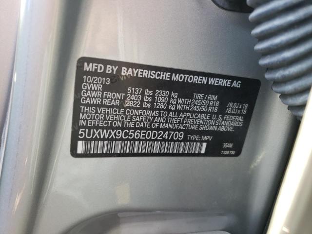 5UXWX9C56E0D24709 - 2014 BMW X3 SILVER photo 10