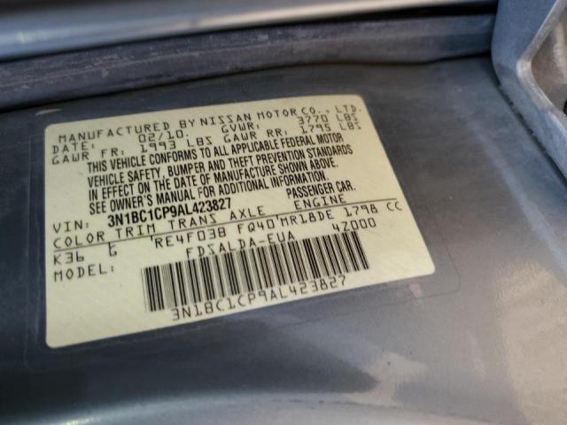 3N1BC1CP9AL423827 - 2010 NISSAN VERSA S SILVER photo 10