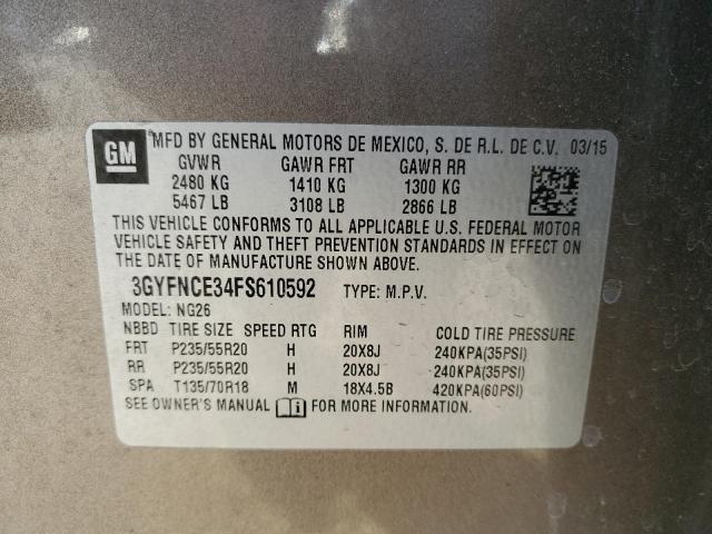 3GYFNCE34FS610592 - 2015 CADILLAC SRX PERFOR 棕色 照片 10