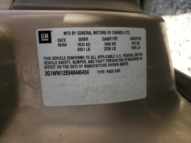 2G1WW12E949446434 - 2004 CHEVROLET MONTE CARL 棕色 照片 10