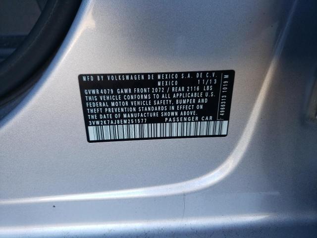 3VW2K7AJ8EM251577 - 2014 VOLKSWAGEN JETTA BASE 银色 照片 10