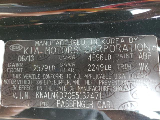 KNALN4D70E5132471 - 2014 KIA CADENZA PR BLACK photo 10