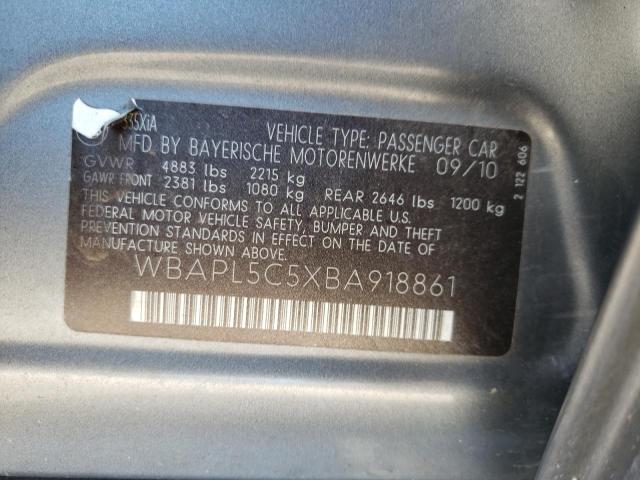 WBAPL5C5XBA918861 - 2011 BMW 335 XI GRAY photo 10