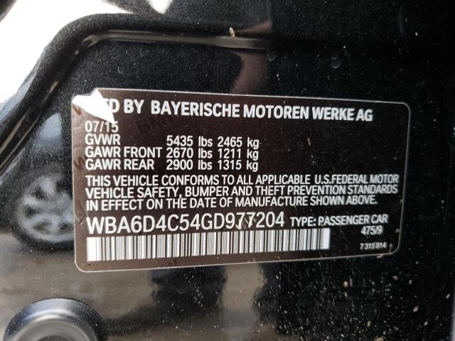 WBA6D4C54GD977204 - 2016 BMW 650 I GRAN BLACK photo 10