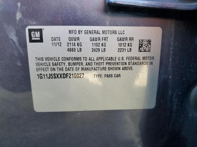 1G11J5SXXDF210027 - 2013 CHEVROLET MALIBU LTZ ლურჯი ფოტო 10