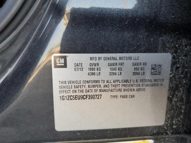 1G1ZC5EU9CF390727 - 2012 CHEVROLET MALIBU 1LT შავი ფოტო 10