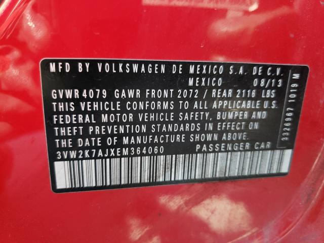 3VW2K7AJXEM364060 - 2014 VOLKSWAGEN JETTA BASE RED photo 10