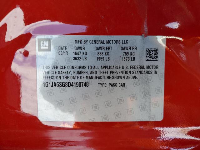 1G1JA6SG8D4190748 - 2013 CHEVROLET SONIC LS RED photo 10