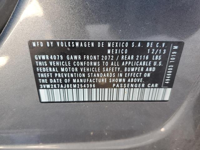 3VW2K7AJ8EM254396 - 2014 VOLKSWAGEN JETTA BASE 灰色 照片 10
