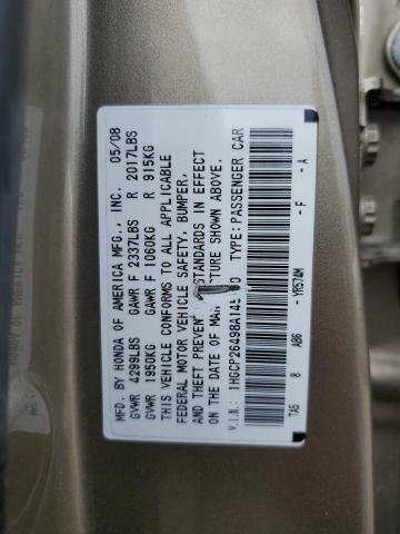 1HGCP26498A145110 - 2008 HONDA ACCORD LXP GOLD photo 10