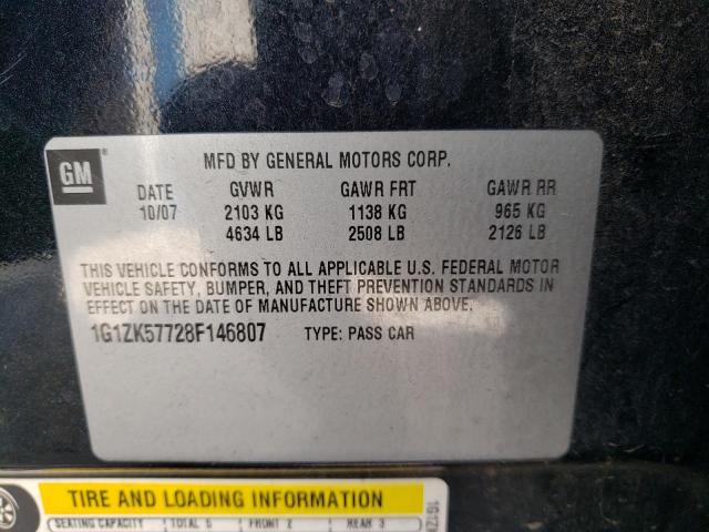 1G1ZK57728F146807 - 2008 CHEVROLET MALIBU LTZ 黑色 照片 10