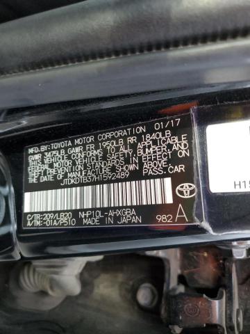 JTDKDTB37H1592489 - 2017 TOYOTA PRIUS C GRAY photo 10