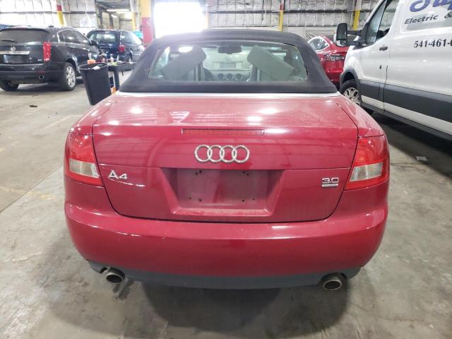 WAUDT48H64K026166 - 2004 AUDI A4 QUATTRO RED photo 6