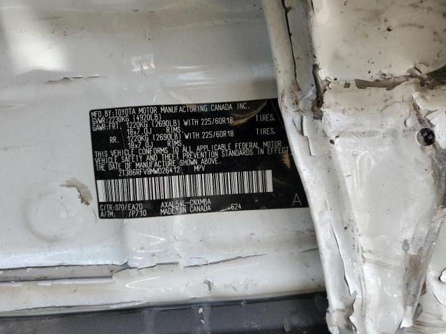 2T3B6RFV8MW026412 - 2021 TOYOTA RAV4 XLE P WHITE photo 10