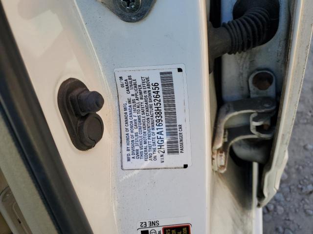 2HGFA16938H526456 - 2008 HONDA CIVIC EXL Ağ foto 10