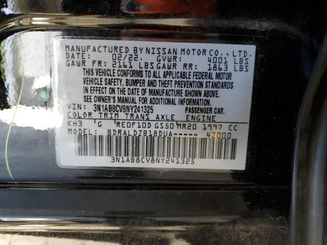 3N1AB8CV8NY241325 - 2022 NISSAN SENTRA SV BLACK photo 10