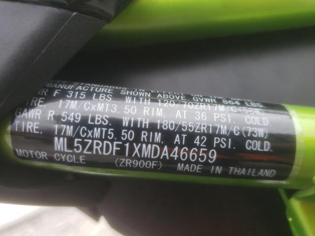 ML5ZRDF1XMDA46659 - 2021 KAWASAKI ZR900 F GREEN photo 10