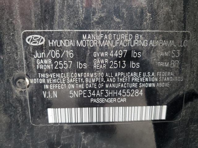 5NPE34AF3HH455284 - 2017 HYUNDAI SONATA SPO BLACK photo 10