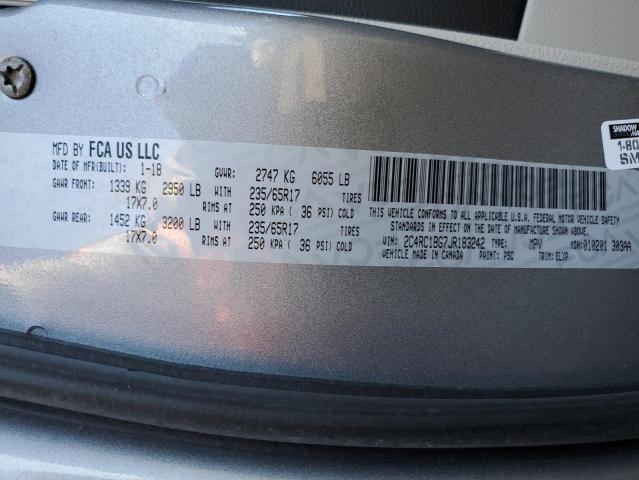 2C4RC1BG7JR183242 - 2018 CHRYSLER PACIFICA T SILVER photo 10