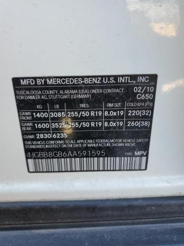 4JGBB8GB6AA591595 - 2010 MERCEDES-BENZ ML 350 4MA WHITE photo 10