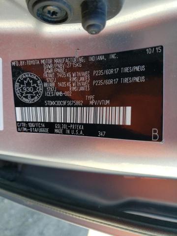 5TDKK3DC9FS675862 - 2015 TOYOTA SIENNA LE SILVER photo 10