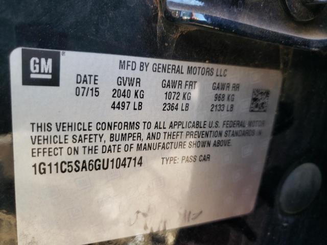 1G11C5SA6GU104714 - 2016 CHEVROLET MALIBU LIM 黑色 照片 10