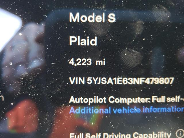 5YJSA1E63NF479807 - 2022 TESLA MODEL S Ağ foto 8