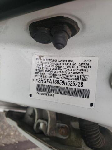 2HGFA16959H525228 - 2009 HONDA CIVIC EXL Naməlum - Inventar üçün uyğun deyil foto 10