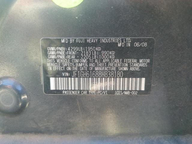 JF1GH61688H838180 - 2008 SUBARU IMPREZA 2. GRAY photo 10