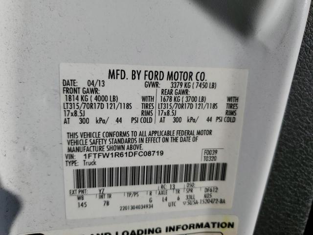 1FTFW1R61DFC08719 - 2013 FORD F150 SVT R WHITE photo 10