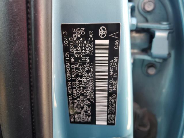 JTDKDTB38D1035617 - 2013 TOYOTA PRIUS C BLUE photo 10