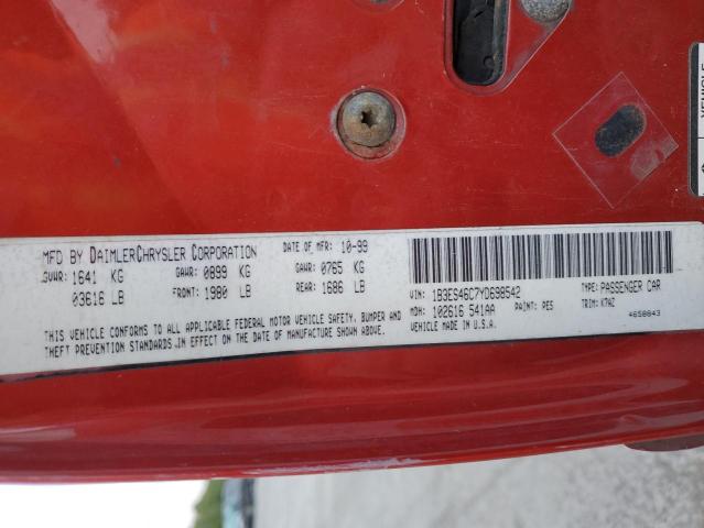 1B3ES46C7YD698542 - 2000 DODGE NEON ORANGE photo 10