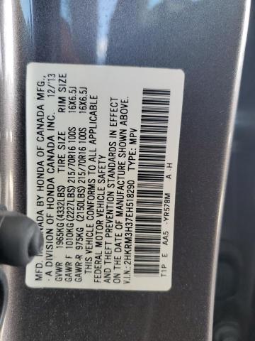 2HKRM3H37EH518290 - 2014 HONDA CR-V LX GRAY photo 10